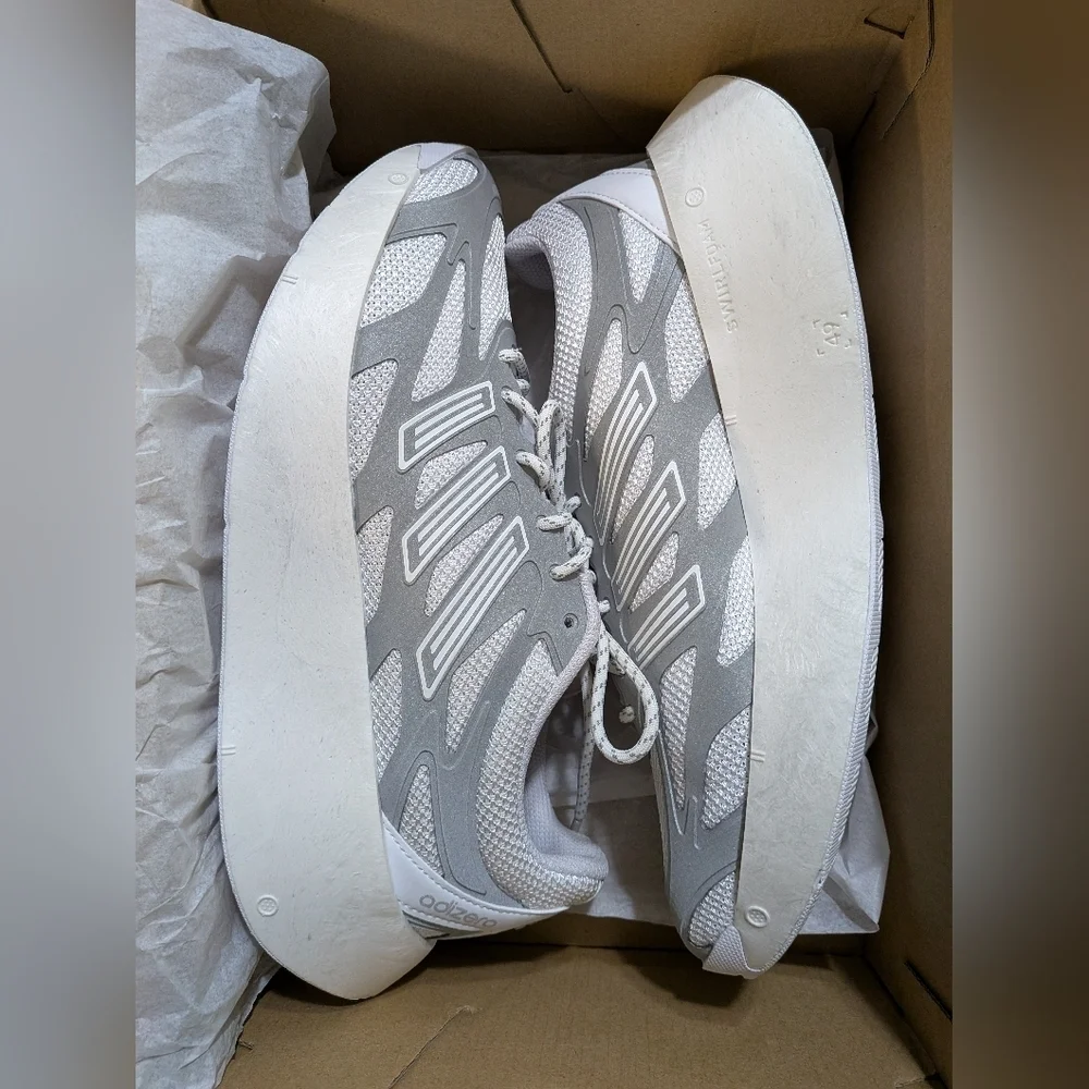 Adidas White and Gray Adizero Aruku Athletic Shoes